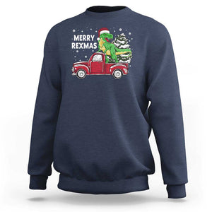 Dinosaur Christmas Tree Sweatshirt Merry Rexmas Xmas Pet Dino Trex Red Truck Family TS10 Navy Print Your Wear