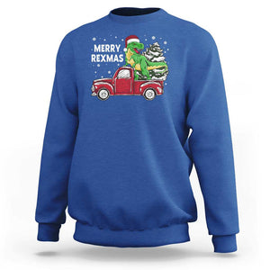 Dinosaur Christmas Tree Sweatshirt Merry Rexmas Xmas Pet Dino Trex Red Truck Family TS10 Royal Blue Print Your Wear