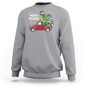 Dinosaur Christmas Tree Sweatshirt Merry Rexmas Xmas Pet Dino Trex Red Truck Family TS10 Sport Gray Print Your Wear