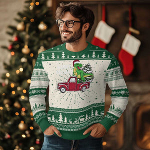 Dinosaur Christmas Tree Ugly Christmas Sweater Merry Rexmas Xmas Pet Dino Trex Red Truck Family TS10 Green Print Your Wear