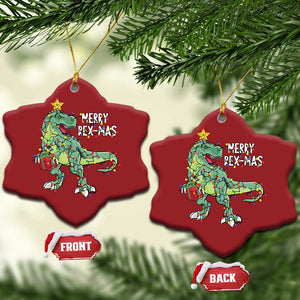 Dinosaur Xmas Tree Rex Christmas Ornament Merry Rex-Mas Xmas Pet Dino Trex TS10 Snow Flake Red Print Your Wear