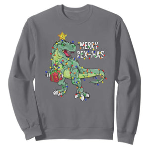 Dinosaur Christmas Tree Rex Sweatshirt Merry Rex-Mas Xmas Pet Dino Trex Xmas Lights TS10 Charcoal Print Your Wear