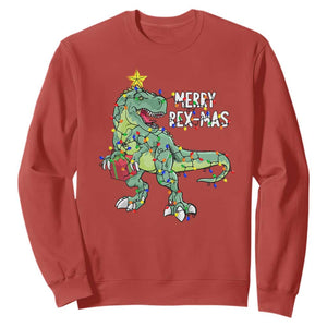 Dinosaur Christmas Tree Rex Sweatshirt Merry Rex-Mas Xmas Pet Dino Trex Xmas Lights TS10 Red Print Your Wear