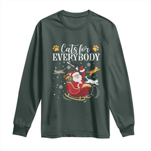 Christmas Cat Lover Long Sleeve Shirt Cats For Everybody Funny Xmas TS10 Dark Forest Green Print Your Wear