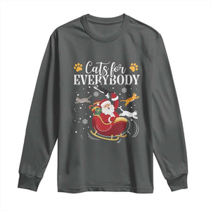 Christmas Cat Lover Long Sleeve Shirt Cats For Everybody Funny Xmas TS10 Dark Heather Print Your Wear