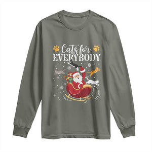 Christmas Cat Lover Long Sleeve Shirt Cats For Everybody Funny Xmas TS10 Military Green Print Your Wear