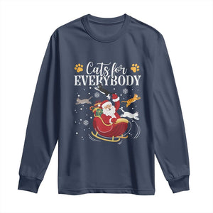 Christmas Cat Lover Long Sleeve Shirt Cats For Everybody Funny Xmas TS10 Navy Print Your Wear