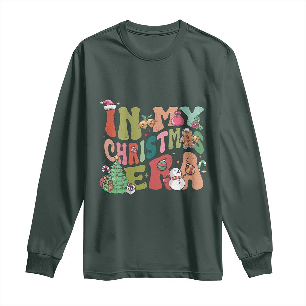 In My Christmas Era Long Sleeve Shirt Cute Groovy Holiday Xmas TS10 Dark Forest Green Print Your Wear