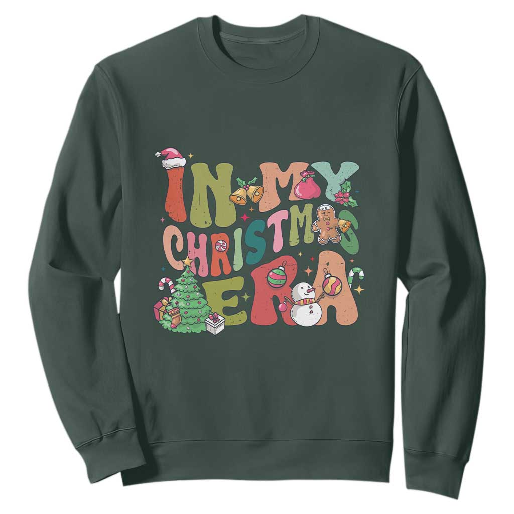 In My Christmas Era Sweatshirt Cute Groovy Holiday Xmas TS10 Dark Forest Green Print Your Wear