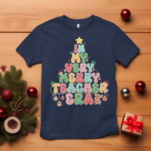 Christmas Teacher T Shirt In My Very Merry Teacher Era Xmas Tree TS10 Navy Print Your Wear