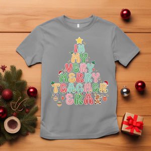 Christmas Teacher T Shirt In My Very Merry Teacher Era Xmas Tree TS10 Sport Gray Print Your Wear