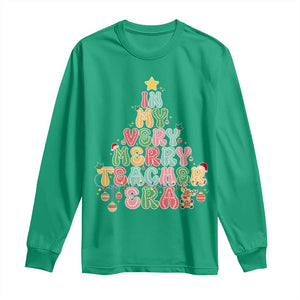 Christmas Teacher Long Sleeve Shirt In My Very Merry Teacher Era Xmas Tree TS10 Irish Green Print Your Wear