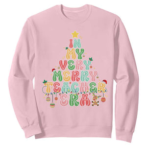 Christmas Teacher Sweatshirt In My Very Merry Teacher Era Xmas Tree TS10 Light Pink Print Your Wear