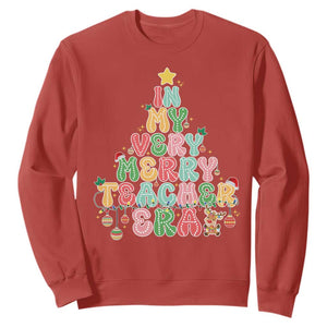 Christmas Teacher Sweatshirt In My Very Merry Teacher Era Xmas Tree TS10 Red Print Your Wear