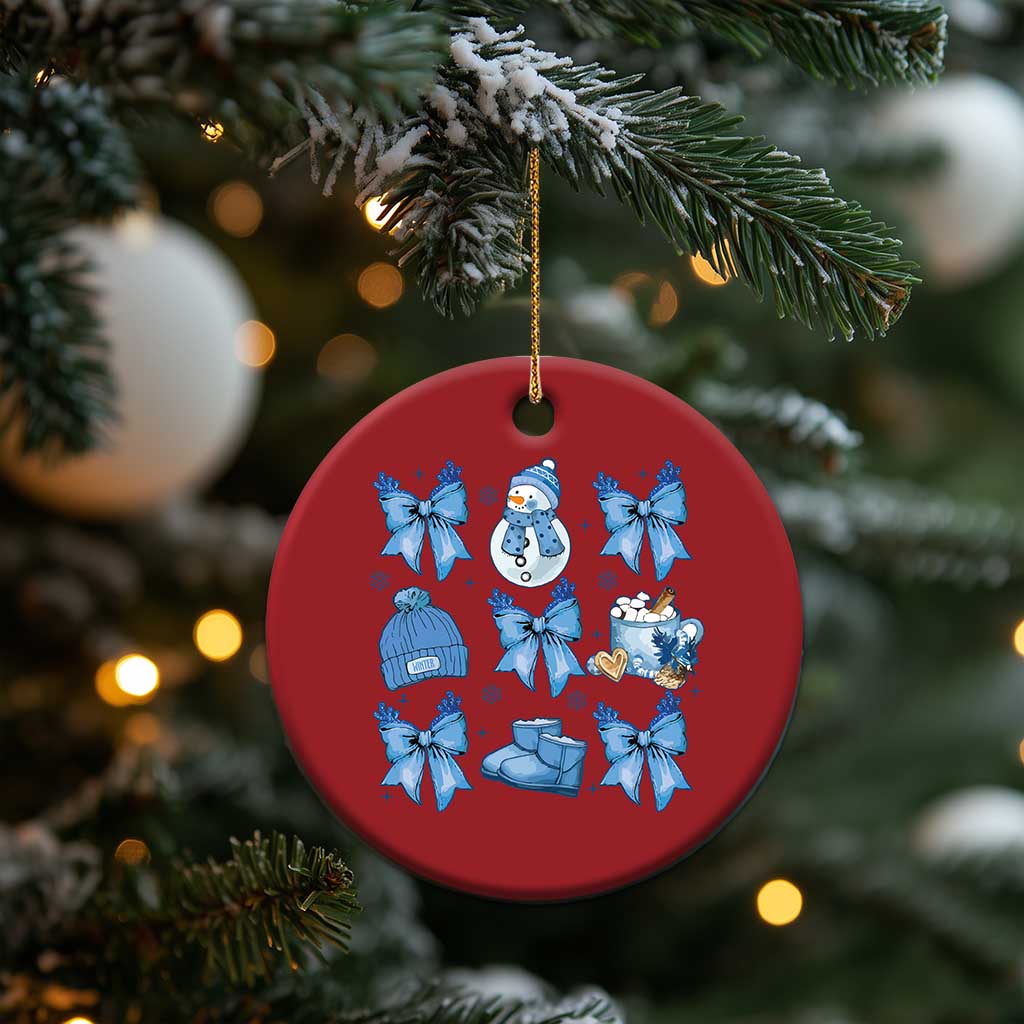 Coquette Bow Christmas Ornament Cozy Winter Xmas Gift Blue Holiday TS10 Print Your Wear