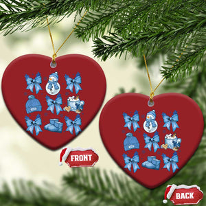 Coquette Bow Christmas Ornament Cozy Winter Xmas Gift Blue Holiday TS10 Heart Red Print Your Wear