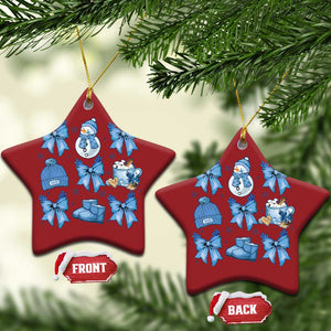 Coquette Bow Christmas Ornament Cozy Winter Xmas Gift Blue Holiday TS10 Star Red Print Your Wear