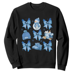 Coquette Bow Christmas Sweatshirt Cozy Winter Xmas Gift Blue Holiday TS10 Black Print Your Wear