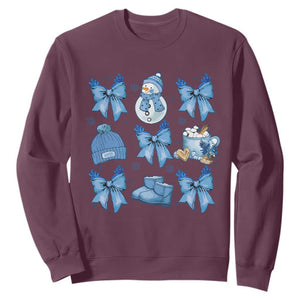 Coquette Bow Christmas Sweatshirt Cozy Winter Xmas Gift Blue Holiday TS10 Maroon Print Your Wear