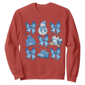 Coquette Bow Christmas Sweatshirt Cozy Winter Xmas Gift Blue Holiday TS10 Red Print Your Wear