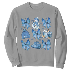 Coquette Bow Christmas Sweatshirt Cozy Winter Xmas Gift Blue Holiday TS10 Sport Gray Print Your Wear