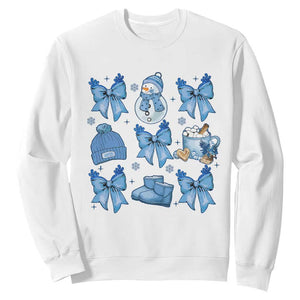 Coquette Bow Christmas Sweatshirt Cozy Winter Xmas Gift Blue Holiday TS10 White Print Your Wear