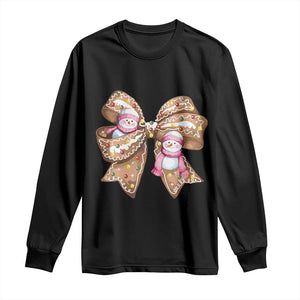 Gingerbread Coquette Bow Christmas Long Sleeve Shirt Cute Snowman Girly Xmas Gifts For Her TS10 Black Print Your Wear