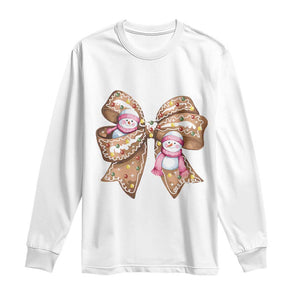 Gingerbread Coquette Bow Christmas Long Sleeve Shirt Cute Snowman Girly Xmas Gifts For Her TS10 White Print Your Wear