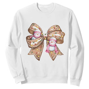 Gingerbread Coquette Bow Christmas Sweatshirt Cute Snowman Girly Xmas Gifts For Her TS10 White Print Your Wear