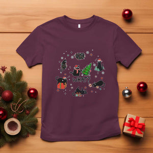 Cute Cat Christmas T Shirt What? Funny Meowy Catmas Gift For New Year TS10 Maroon Print Your Wear