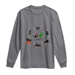 Cute Cat Christmas Long Sleeve Shirt What? Funny Meowy Catmas Gift For New Year TS10 Charcoal Print Your Wear