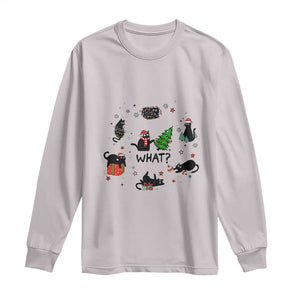 Cute Cat Christmas Long Sleeve Shirt What? Funny Meowy Catmas Gift For New Year TS10 Ice Gray Print Your Wear