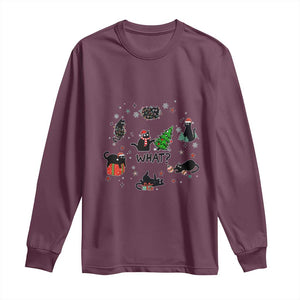 Cute Cat Christmas Long Sleeve Shirt What? Funny Meowy Catmas Gift For New Year TS10 Maroon Print Your Wear