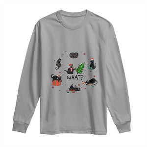 Cute Cat Christmas Long Sleeve Shirt What? Funny Meowy Catmas Gift For New Year TS10 Sport Gray Print Your Wear