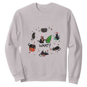 Cute Cat Christmas Sweatshirt What? Funny Meowy Catmas Gift For New Year TS10 Ice Gray Print Your Wear