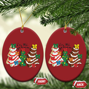 Xmas Cake Tree Bow Christmas Ornament Tis The Season TS10 Oval Red Print Your Wear