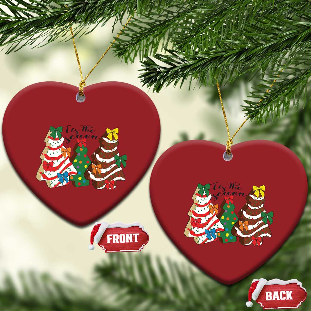 Xmas Cake Tree Bow Christmas Ornament Tis The Season TS10 Heart Red Print Your Wear