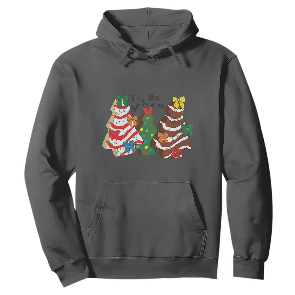 Christmas Cake Tree Bow Hoodie Tis The Season TS10 Dark Heather Print Your Wear