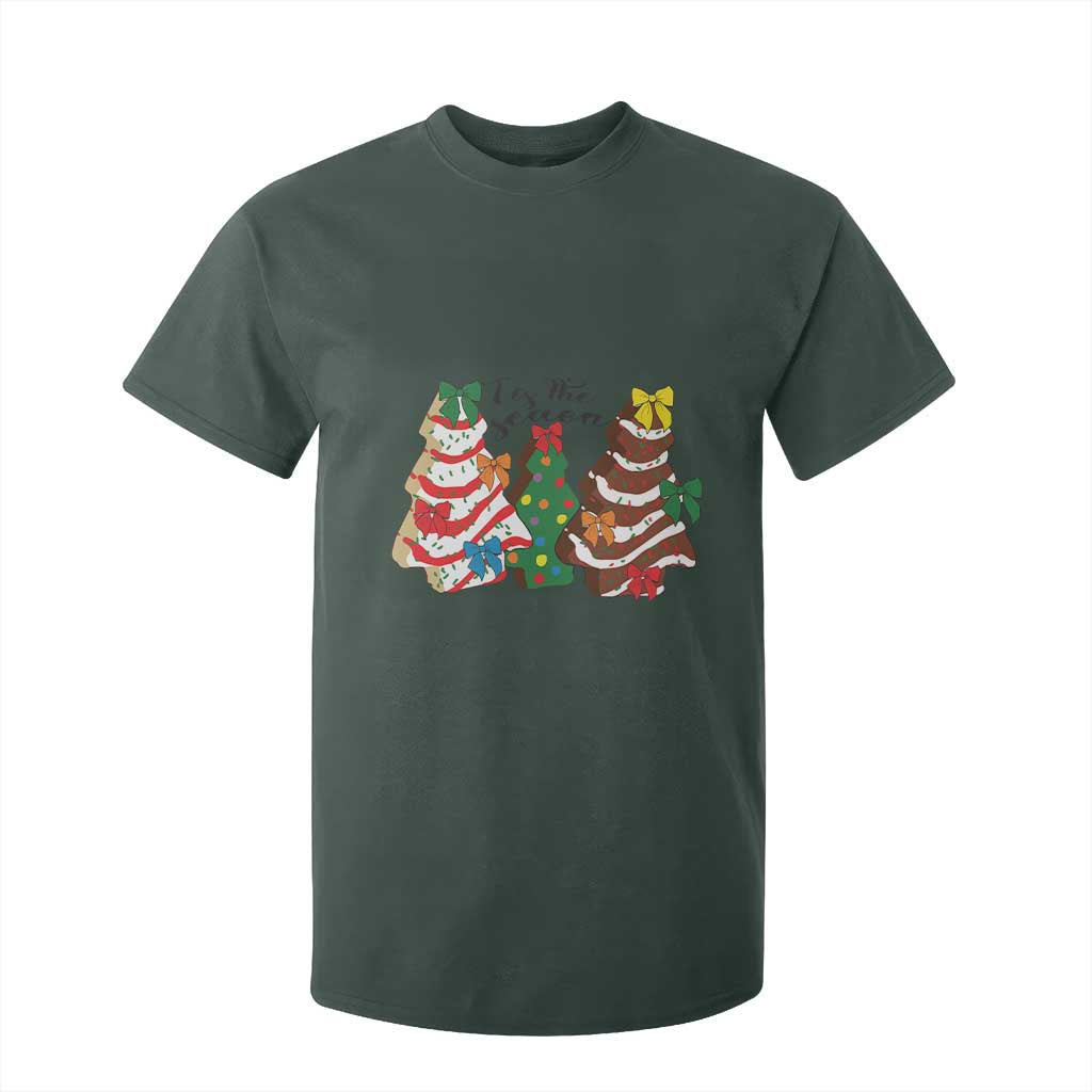 Christmas Cake Tree Bow T Shirt For Kid Tis The Season TS10 Dark Forest Green Print Your Wear