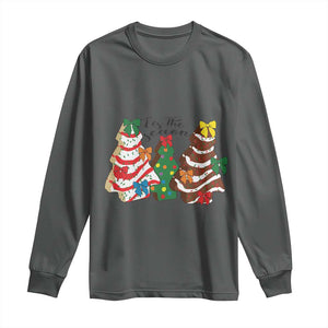 Christmas Cake Tree Bow Long Sleeve Shirt Tis The Season TS10 Dark Heather Print Your Wear