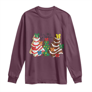 Christmas Cake Tree Bow Long Sleeve Shirt Tis The Season TS10 Maroon Print Your Wear