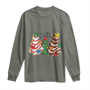 Christmas Cake Tree Bow Long Sleeve Shirt Tis The Season TS10 Military Green Print Your Wear