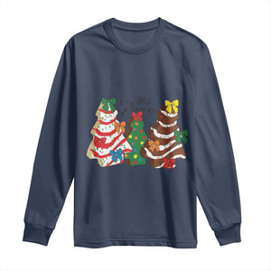 Christmas Cake Tree Bow Long Sleeve Shirt Tis The Season TS10 Navy Print Your Wear