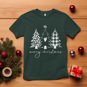 Merry & Bright Christmas Trees T Shirt Chic Winter Shirt Cute Holiday Tee Xmas Gift TS10 Dark Forest Green Print Your Wear