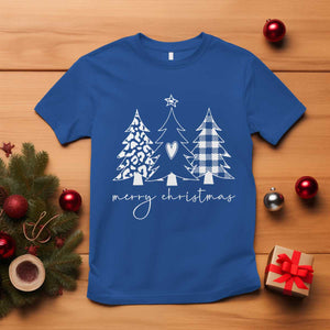 Merry & Bright Christmas Trees T Shirt Chic Winter Shirt Cute Holiday Tee Xmas Gift TS10 Royal Blue Print Your Wear