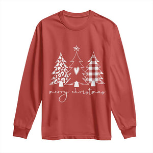 Merry & Bright Christmas Trees Long Sleeve Shirt Chic Winter Shirt Cute Holiday Tee Xmas Gift TS10 Red Print Your Wear