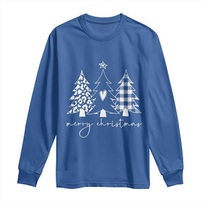 Merry & Bright Christmas Trees Long Sleeve Shirt Chic Winter Shirt Cute Holiday Tee Xmas Gift TS10 Royal Blue Print Your Wear