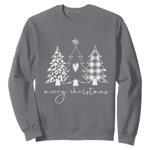 Merry & Bright Christmas Trees Sweatshirt Chic Winter Shirt Cute Holiday Tee Xmas Gift TS10 Charcoal Print Your Wear