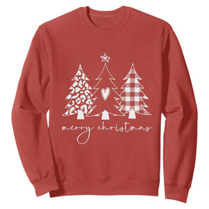 Merry & Bright Christmas Trees Sweatshirt Chic Winter Shirt Cute Holiday Tee Xmas Gift TS10 Red Print Your Wear