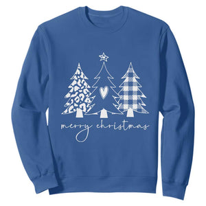 Merry & Bright Christmas Trees Sweatshirt Chic Winter Shirt Cute Holiday Tee Xmas Gift TS10 Royal Blue Print Your Wear